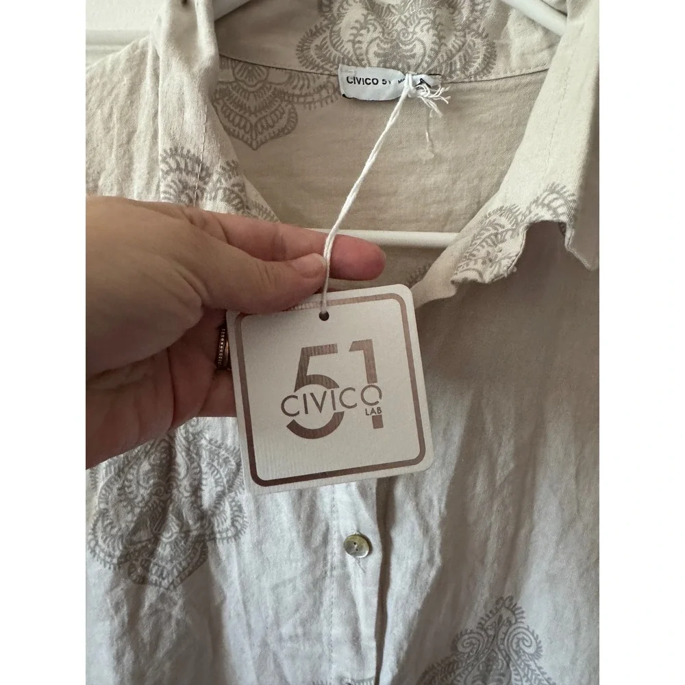 NWT CIVICO 51 Linen Blend Button Up Shirt Size Large‎